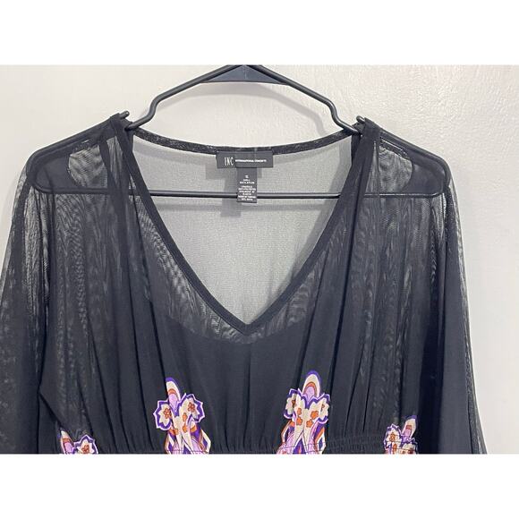 Y2K INC Concepts Blouse Small Sheep Black Purple Paisley Whimsigoth Fairycore - Picture 2 of 6